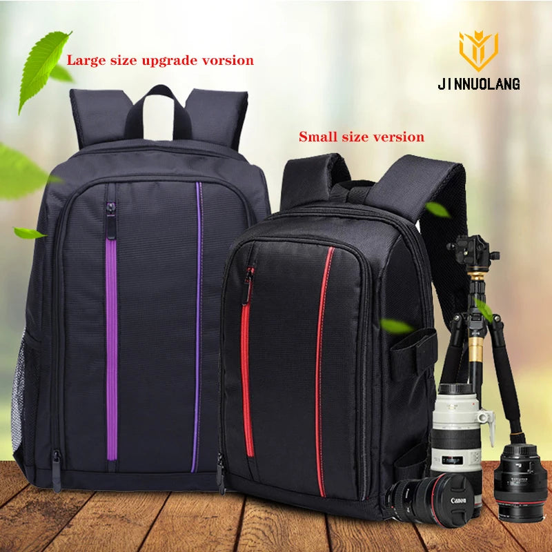 JINNUOLANG Unisex Photograph Waterproof Backpack Camera Shoulders Bags Nylon Case Fit 15.6'' Laptop Travel Outdoor DSLR  Mochila