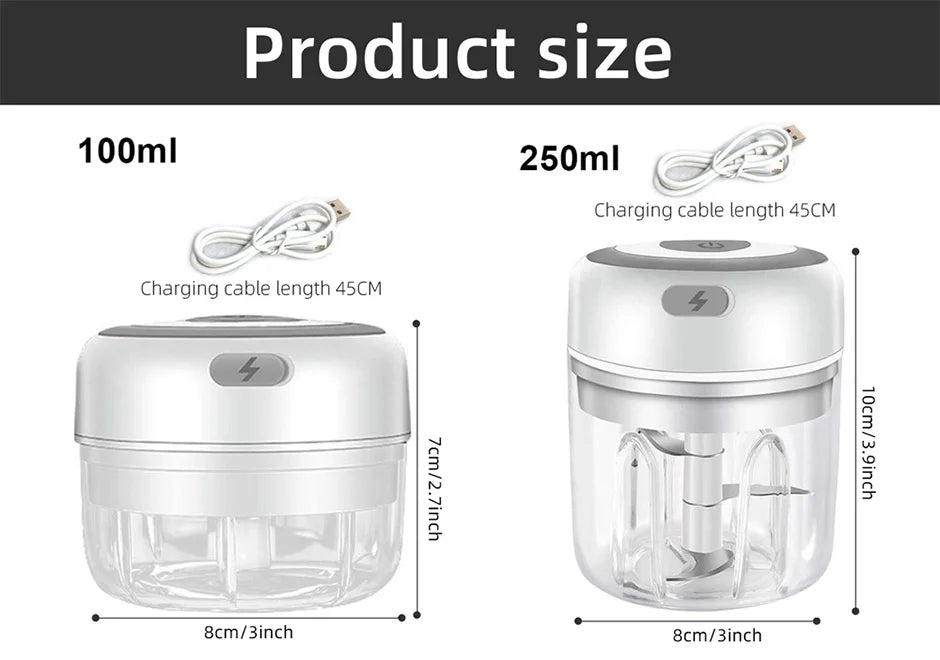 Baby Mini Wireless Electric Food Mixer 100ml/250ml Portable Chopper Usb Charging Ginger Chili Vegetable Masher Machine Kitchen