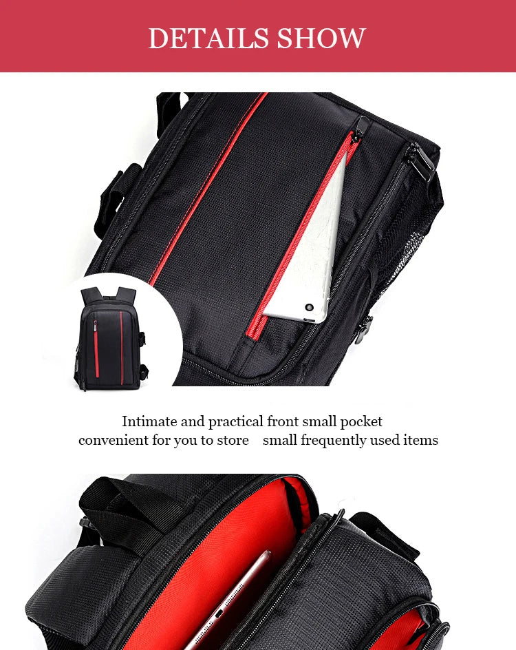 JINNUOLANG Unisex Photograph Waterproof Backpack Camera Shoulders Bags Nylon Case Fit 15.6'' Laptop Travel Outdoor DSLR  Mochila