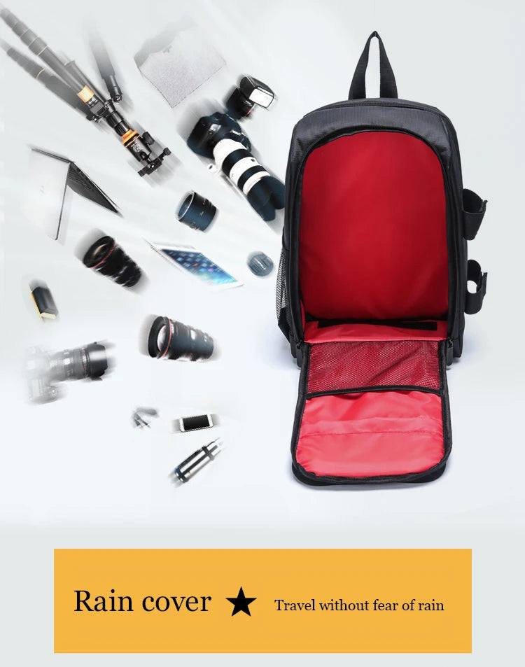 JINNUOLANG Unisex Photograph Waterproof Backpack Camera Shoulders Bags Nylon Case Fit 15.6'' Laptop Travel Outdoor DSLR  Mochila