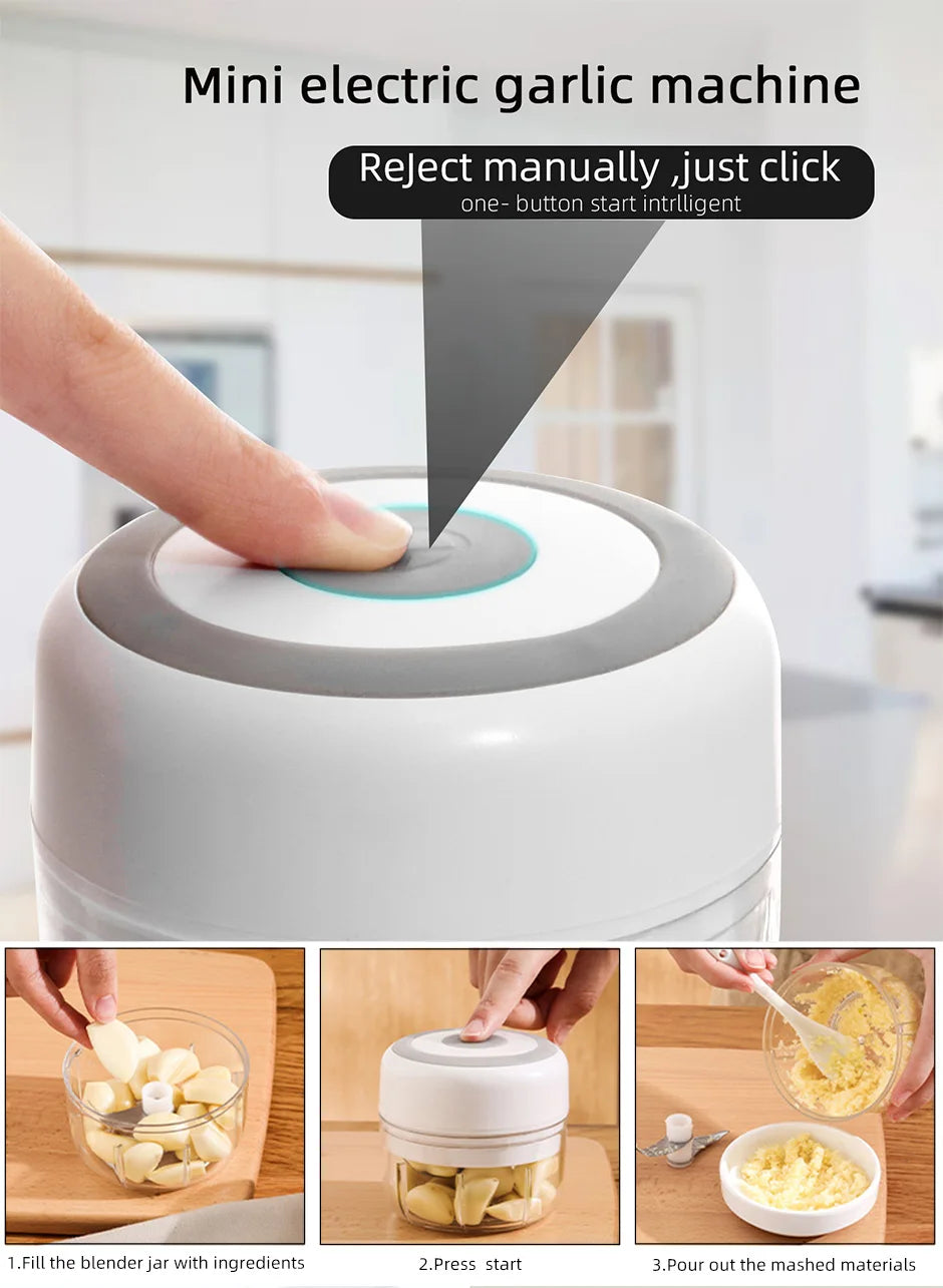 Baby Mini Wireless Electric Food Mixer 100ml/250ml Portable Chopper Usb Charging Ginger Chili Vegetable Masher Machine Kitchen