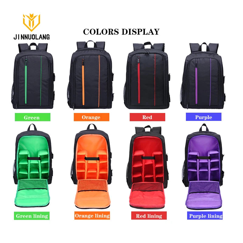JINNUOLANG Unisex Photograph Waterproof Backpack Camera Shoulders Bags Nylon Case Fit 15.6'' Laptop Travel Outdoor DSLR  Mochila