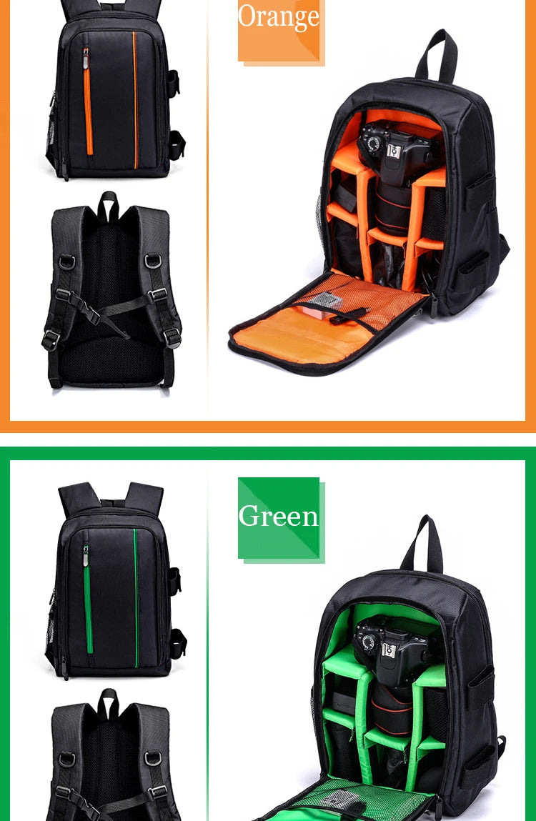 JINNUOLANG Unisex Photograph Waterproof Backpack Camera Shoulders Bags Nylon Case Fit 15.6'' Laptop Travel Outdoor DSLR  Mochila