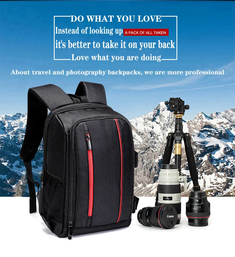 JINNUOLANG Unisex Photograph Waterproof Backpack Camera Shoulders Bags Nylon Case Fit 15.6'' Laptop Travel Outdoor DSLR  Mochila