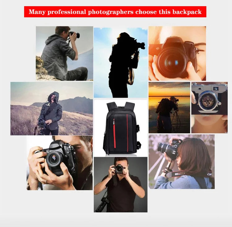 JINNUOLANG Unisex Photograph Waterproof Backpack Camera Shoulders Bags Nylon Case Fit 15.6'' Laptop Travel Outdoor DSLR  Mochila